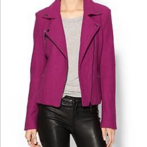 Line The Label fuchsia wool biker jacket size XS - Picture 3 of 8